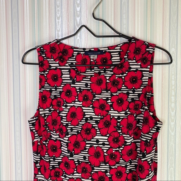 Tommy Hilfiger Floral Pink Black Sleeveless Dress - Picture 2 of 7